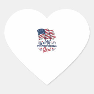 Pegatina En Forma De Corazón Camisa Patriótica de Daisy con Bandera de Niña Tot