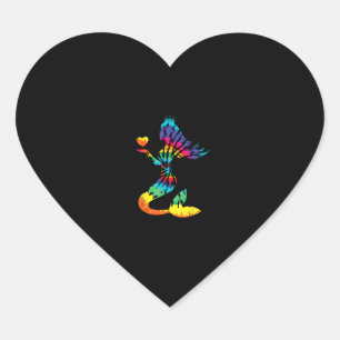 Pegatina En Forma De Corazón Camisas de sirena de tie-do arcoiris en hip retro 