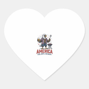 Pegatina En Forma De Corazón Camiseta America Red White And Brew Eagle BBQ (7)_