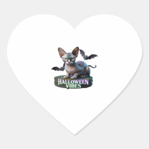 Pegatina En Forma De Corazón Camiseta clásica Aura de Halloween de gato esfinge