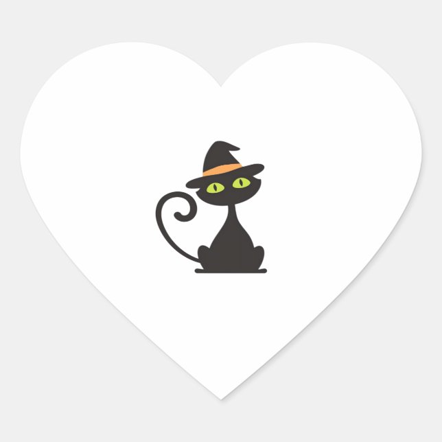Pegatina En Forma De Corazón camiseta clásica de bruja kitty (Anverso)