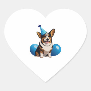 Pegatina En Forma De Corazón Camiseta clásica de cumpleaños Blue Corgi