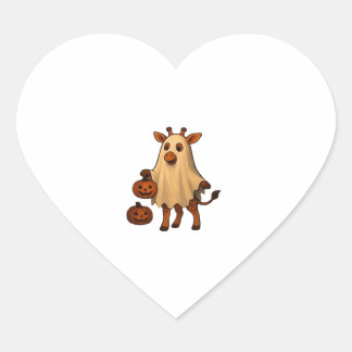 Pegatina En Forma De Corazón Camiseta clásica de Halloween Giraffe Boo_4