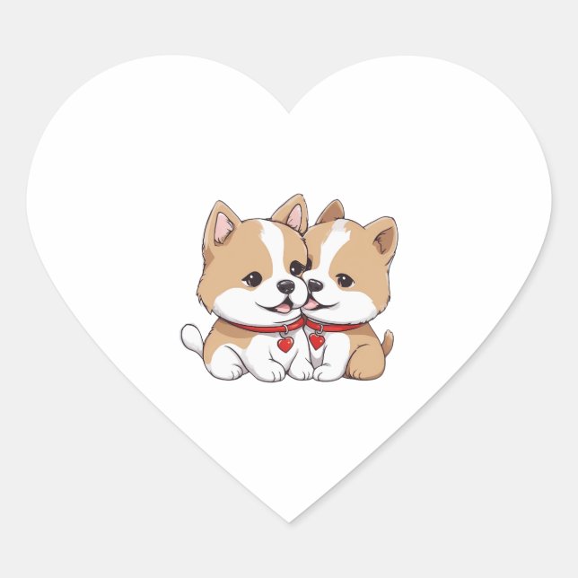 Pegatina En Forma De Corazón camiseta clásica de shiba inu (Anverso)
