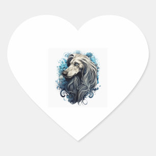 Pegatina En Forma De Corazón Camiseta Clásica Hound Afgana (1)