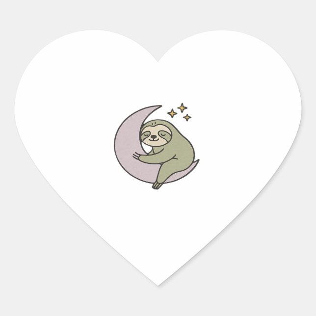 Pegatina En Forma De Corazón Camiseta Clásica Moon Sloth (Anverso)