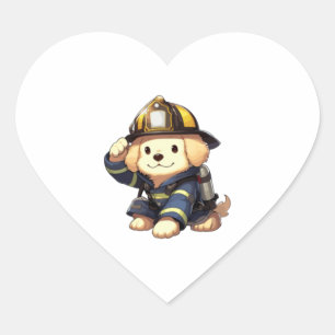 Pegatina En Forma De Corazón Camiseta clásica para bomberos de perros