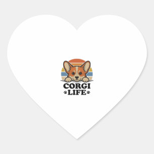 Pegatina En Forma De Corazón Camiseta Corgi Life Grabado Vintage Arte Amante Pe