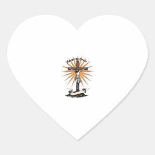 Pegatina En Forma De Corazón Camiseta cristiana de grabado vintage de fe de cru