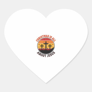 Pegatina En Forma De Corazón Camiseta cristiana navidad Jesús puesta del sol cr