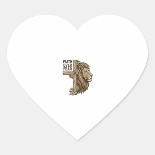 Pegatina En Forma De Corazón Camiseta cristiana vintage Cruz de León Fe sobre M