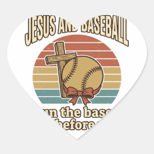Pegatina En Forma De Corazón Camiseta Cristiana Vintage Jesús y Béisbol