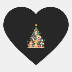 Pegatina En Forma De Corazón Camiseta de árbol de perros navidades con perros g