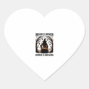 Pegatina En Forma De Corazón Camiseta de bruja cocinando Diseño divertido de ca