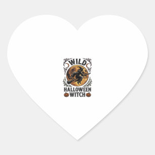 Pegatina En Forma De Corazón Camiseta de Bruja de Halloween Escoba Vintage Gráf