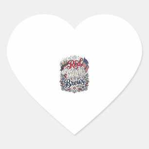 Pegatina En Forma De Corazón Camiseta de cerveza patriótica Red White & Brews D