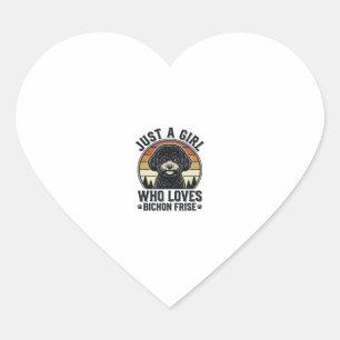 Pegatina En Forma De Corazón Camiseta de chica Bichon Frise amante de perros vi