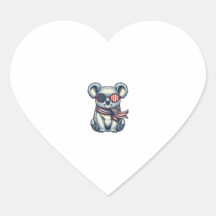 Pegatina En Forma De Corazón Camiseta de diseño de grabado vintage de koala pat