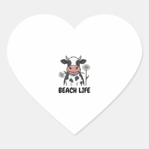 Pegatina En Forma De Corazón Camiseta de diseño de grabado vintage de vaca de v