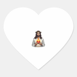 Pegatina En Forma De Corazón Camiseta de fe con grabado vintage de Jesús del Sa