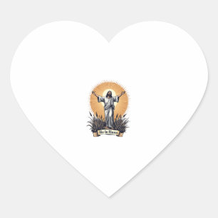 Pegatina En Forma De Corazón Camiseta de fe con grabado vintage de la resurrecc
