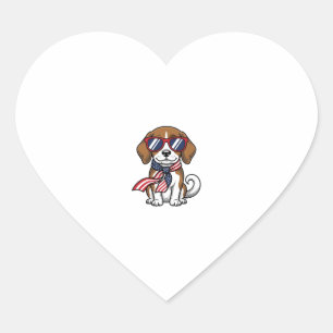 Pegatina En Forma De Corazón Camiseta de gafas de sol de perro Beagle patriótic