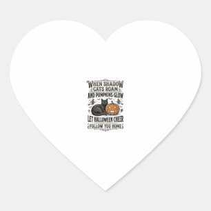 Pegatina En Forma De Corazón Camiseta de gato negro de Halloween con grabado de
