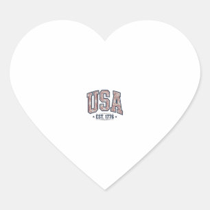Pegatina En Forma De Corazón Camiseta de grabado patriótico Vintage USA Est 177