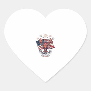 Pegatina En Forma De Corazón Camiseta de grabado vintage de bandera de langosta