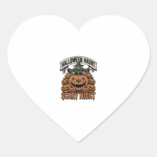Pegatina En Forma De Corazón Camiseta de grabado vintage de calabazas espeluzna