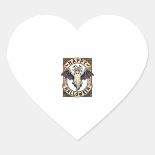 Pegatina En Forma De Corazón Camiseta de grabado vintage de murciélago fantasma