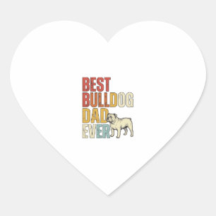 Pegatina En Forma De Corazón Camiseta de grabado vintage del mejor papá Bulldog