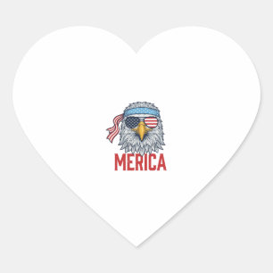 Pegatina En Forma De Corazón Camiseta de grabado vintage Patriótico Águila Meri