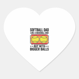 Pegatina En Forma De Corazón Camiseta de grabado vintage Softball Dad Bigger Ba