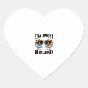 Pegatina En Forma De Corazón Camiseta de Halloween de esqueleto con gafas de br