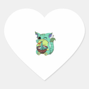 Pegatina En Forma De Corazón Camiseta de Halloween de gato de ramen de anime es