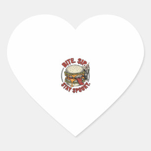 Pegatina En Forma De Corazón Camiseta de Hamburguesa Espeluznante Grabado Vinta