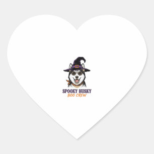 Pegatina En Forma De Corazón Camiseta de Husky de Halloween Bruja Perro Gráfico