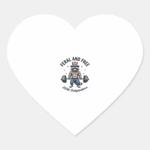 Pegatina En Forma De Corazón Camiseta de levantamiento de pesas de mapache patr