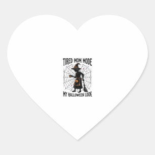 Pegatina En Forma De Corazón Camiseta de Mamá de Halloween Disfraz Cansado Gráf