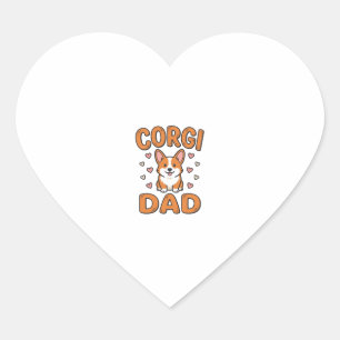 Pegatina En Forma De Corazón Camiseta de Papá Corgi Grabado Vintage Amante de l