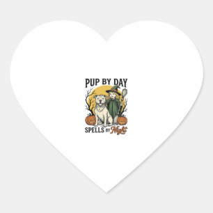 Pegatina En Forma De Corazón Camiseta de Perro Bruja de Halloween Grabado Vinta