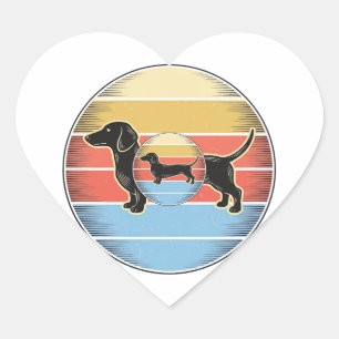 Pegatina En Forma De Corazón Camiseta de perro de diseño vintage dachshund pues