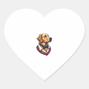 Pegatina En Forma De Corazón Camiseta de perro patriótica vintage de Golden Ret