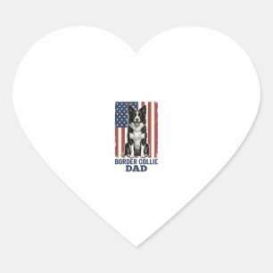 Pegatina En Forma De Corazón Camiseta de perro vintage patriótica de papá Borde