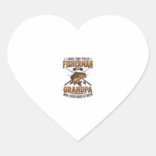 Pegatina En Forma De Corazón Camiseta de pesca con grabado vintage de abuelo pe