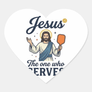 Pegatina En Forma De Corazón Camiseta de pickleball de Jesús el que sirve