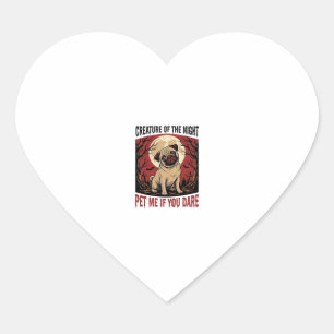 Pegatina En Forma De Corazón Camiseta de Pug de Halloween con Cementerio Espelu