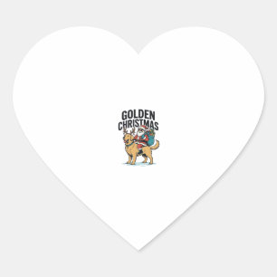 Pegatina En Forma De Corazón Camiseta de Santa de Navidad Dorado montando Retri