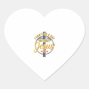 Pegatina En Forma De Corazón Camiseta de tipografía cristiana de la cruz de Jes
